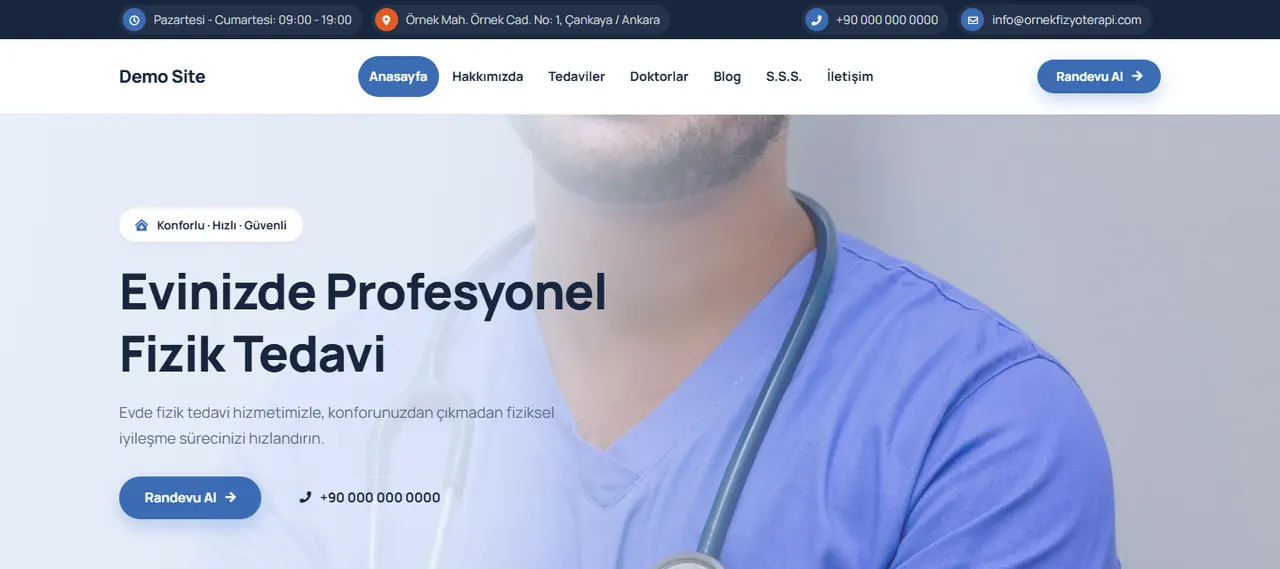 Fizyoterapi temasının demo anasayfası